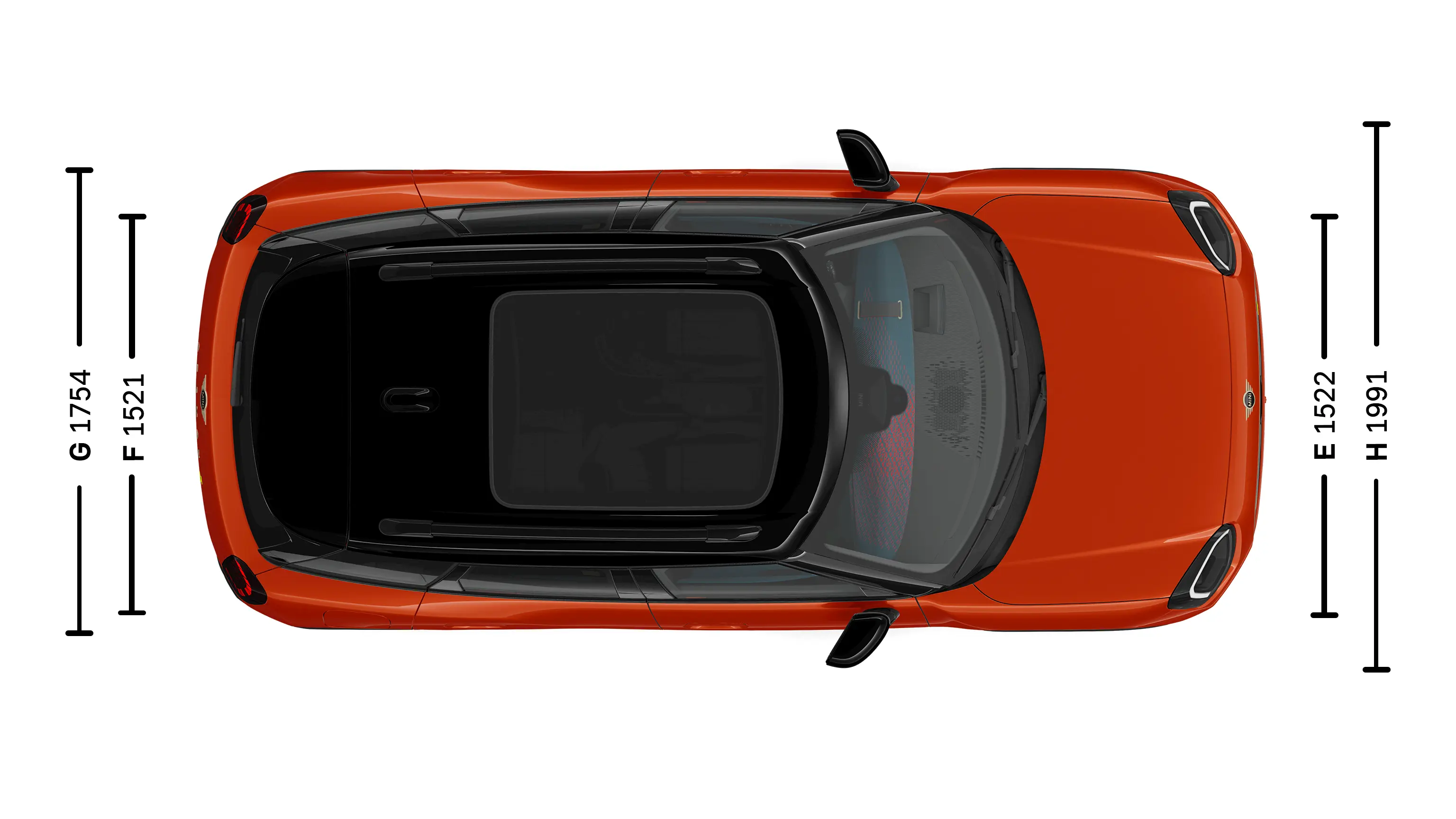 MINI Aceman Electric Dimensions Ciel de toit