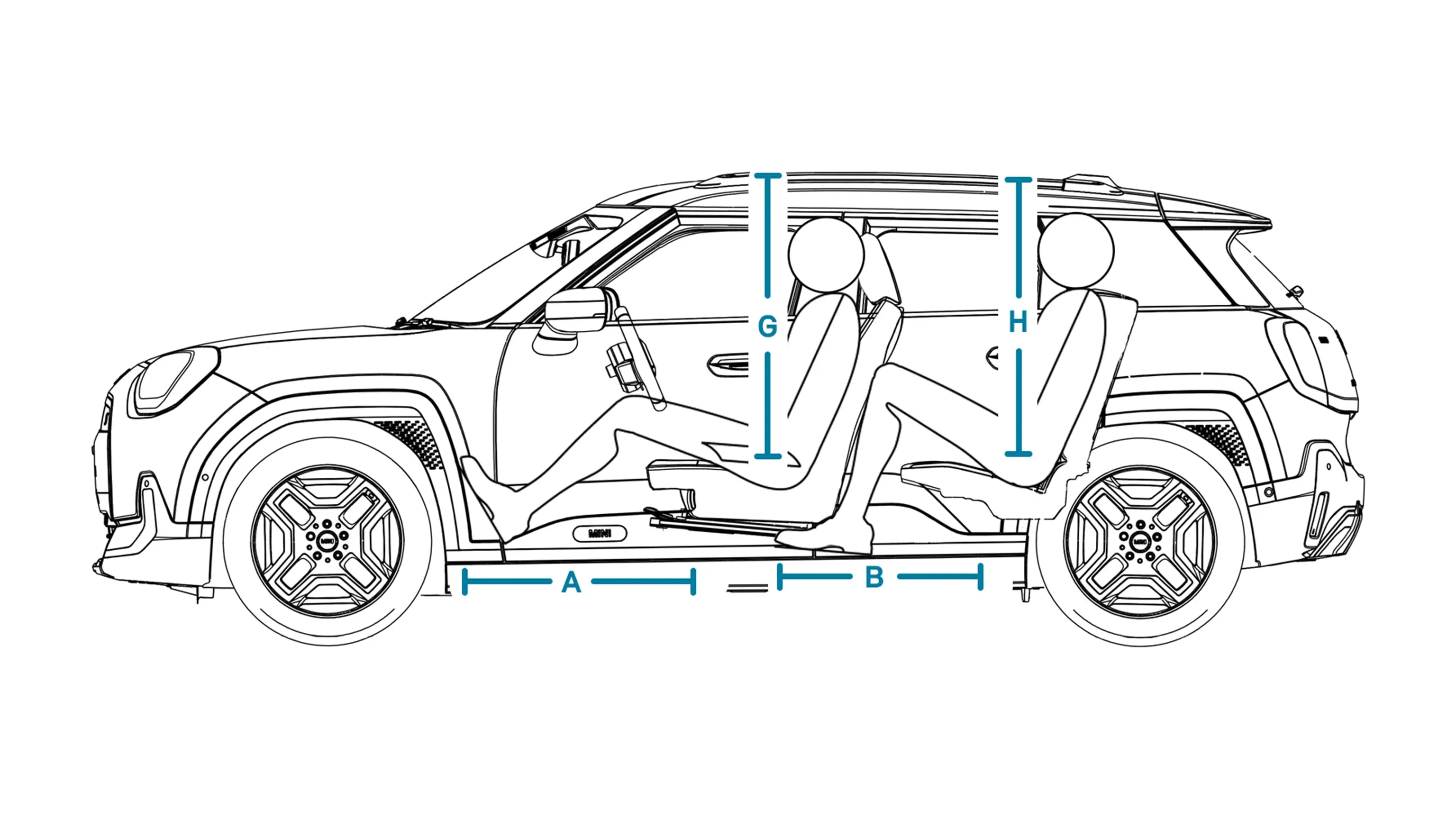 MINI Aceman Electric – Dimensions latérales Intérieur