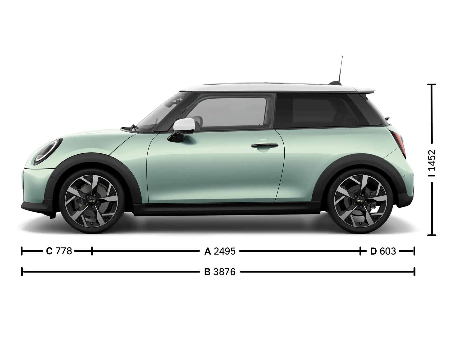MINI Cooper 3 Portes – Dimensions latérales