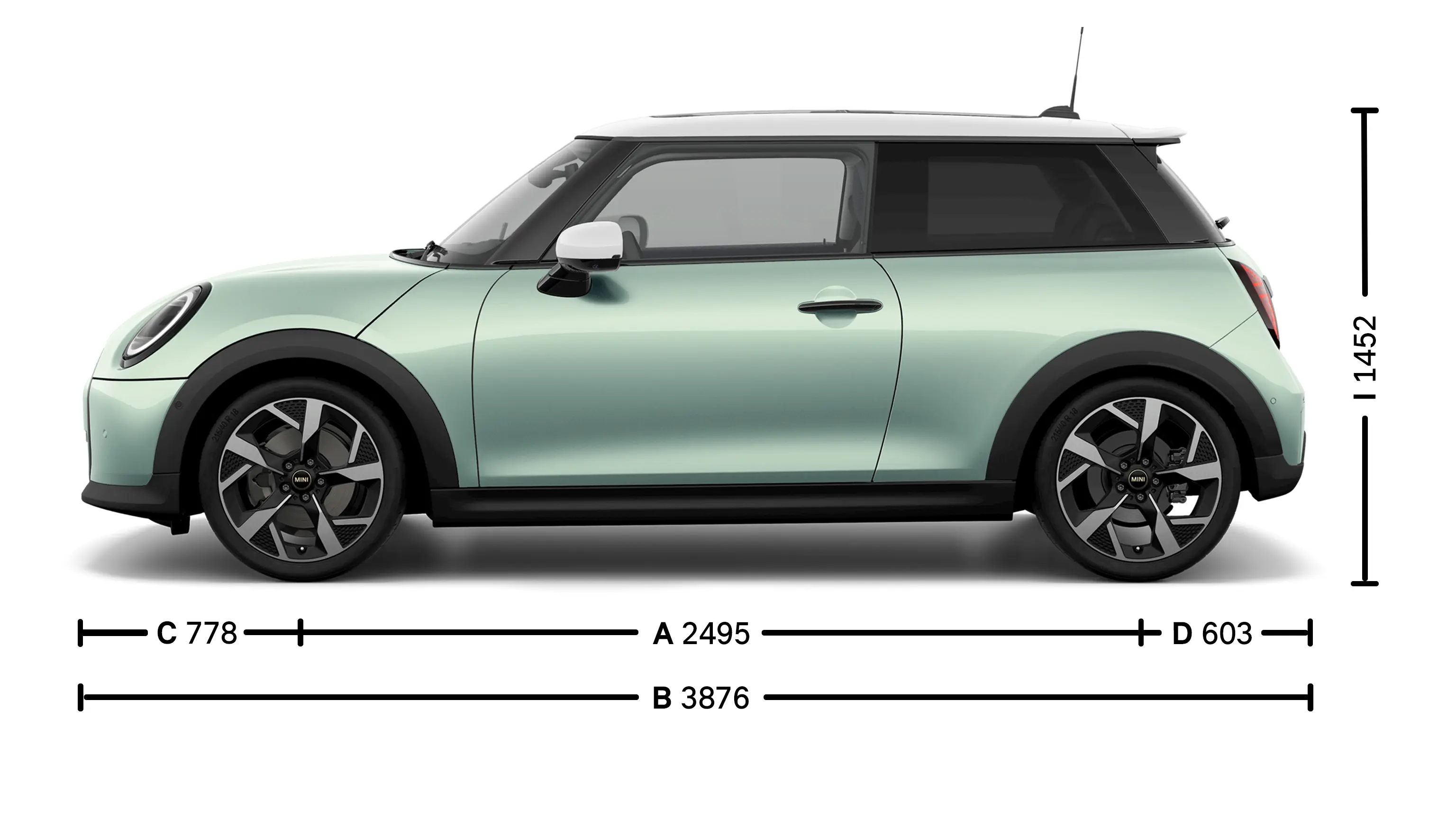 MINI Cooper 3 Portes – Dimensions latérales