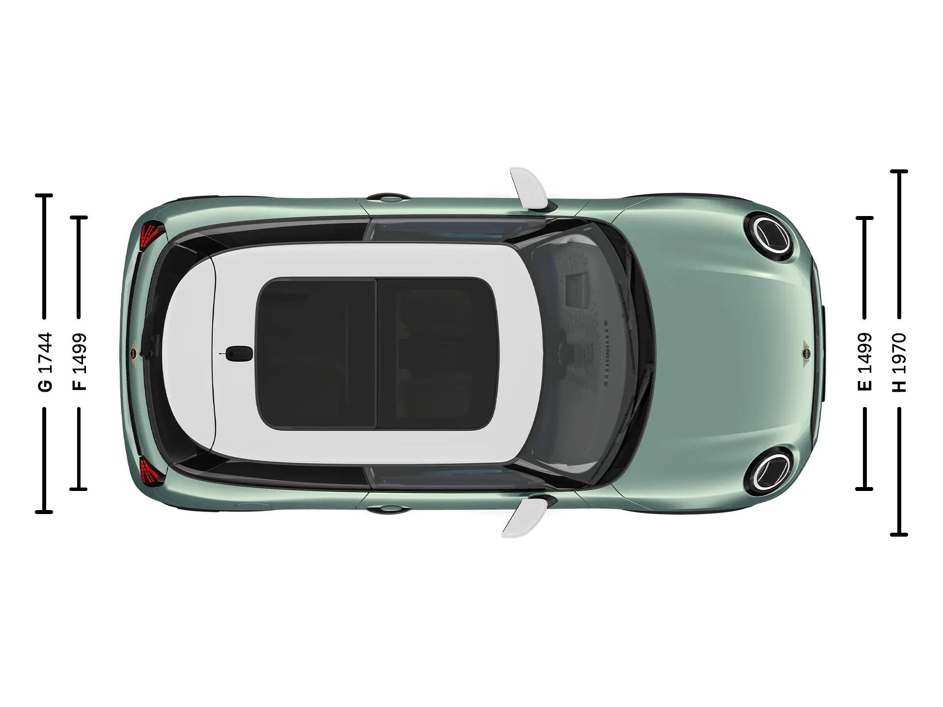 MINI Cooper 3 Portes – Dimensions Ciel de toit