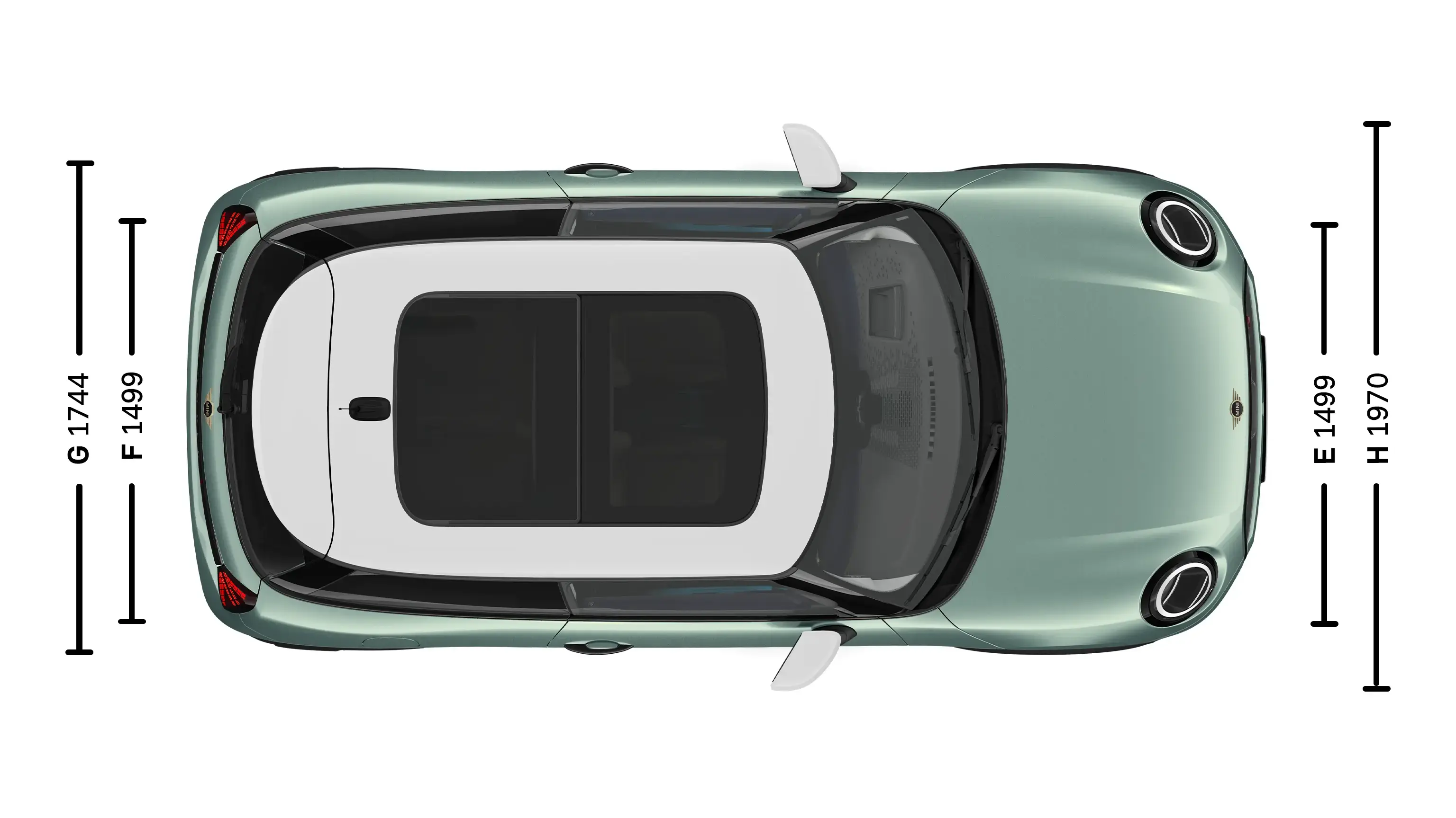 MINI Cooper 3 Portes – Dimensions Ciel de toit
