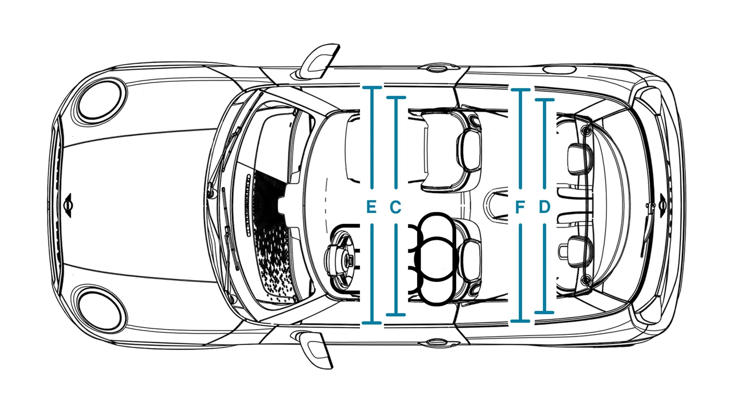 MINI Cooper 3 Portes – Dimensions ciel de toit