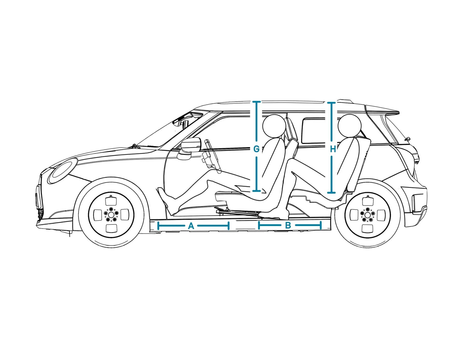 MINI Cooper Electric – Dimensions latérales Intérieur