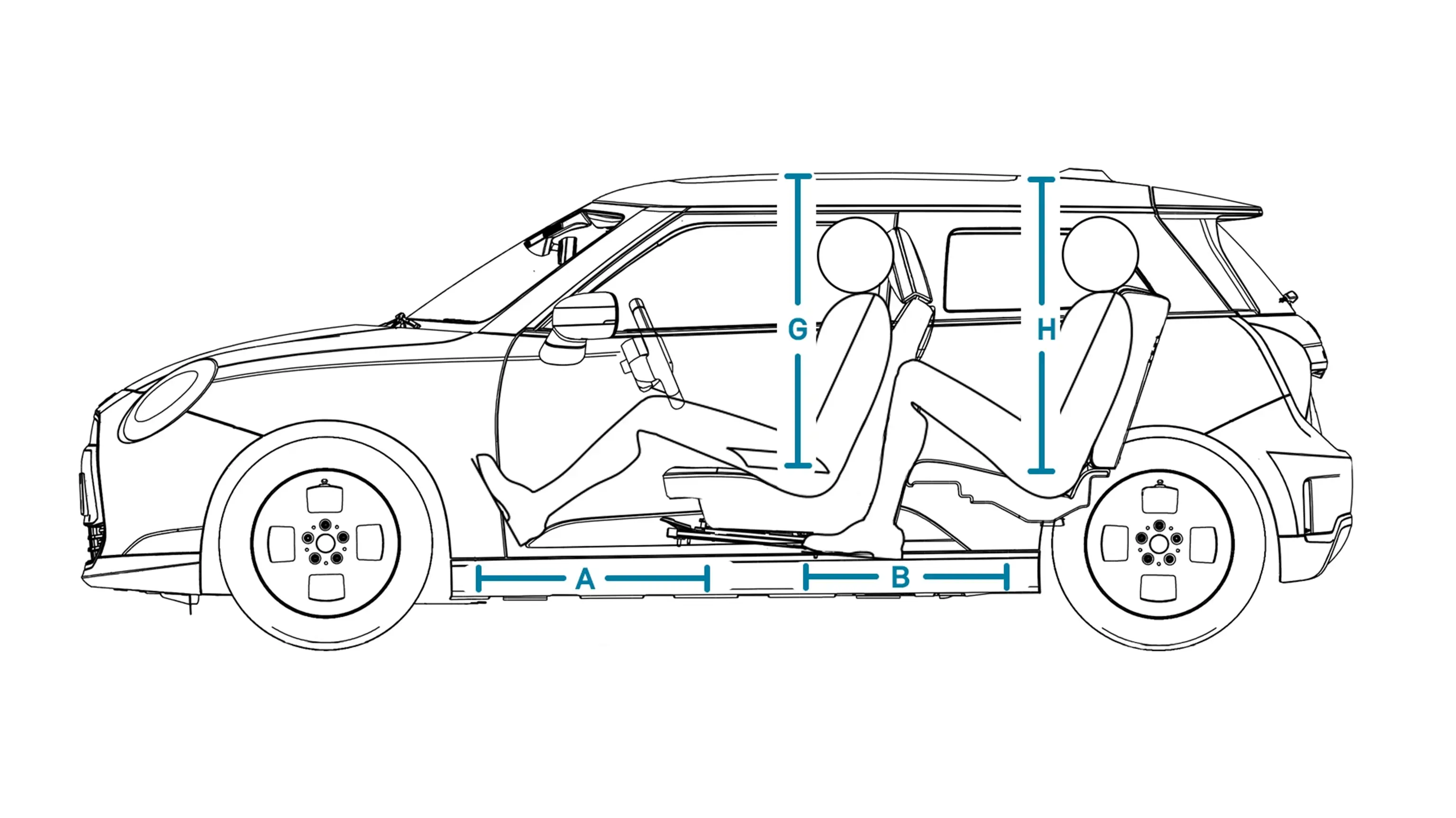 MINI Cooper Electric – Dimensions latérales Intérieur