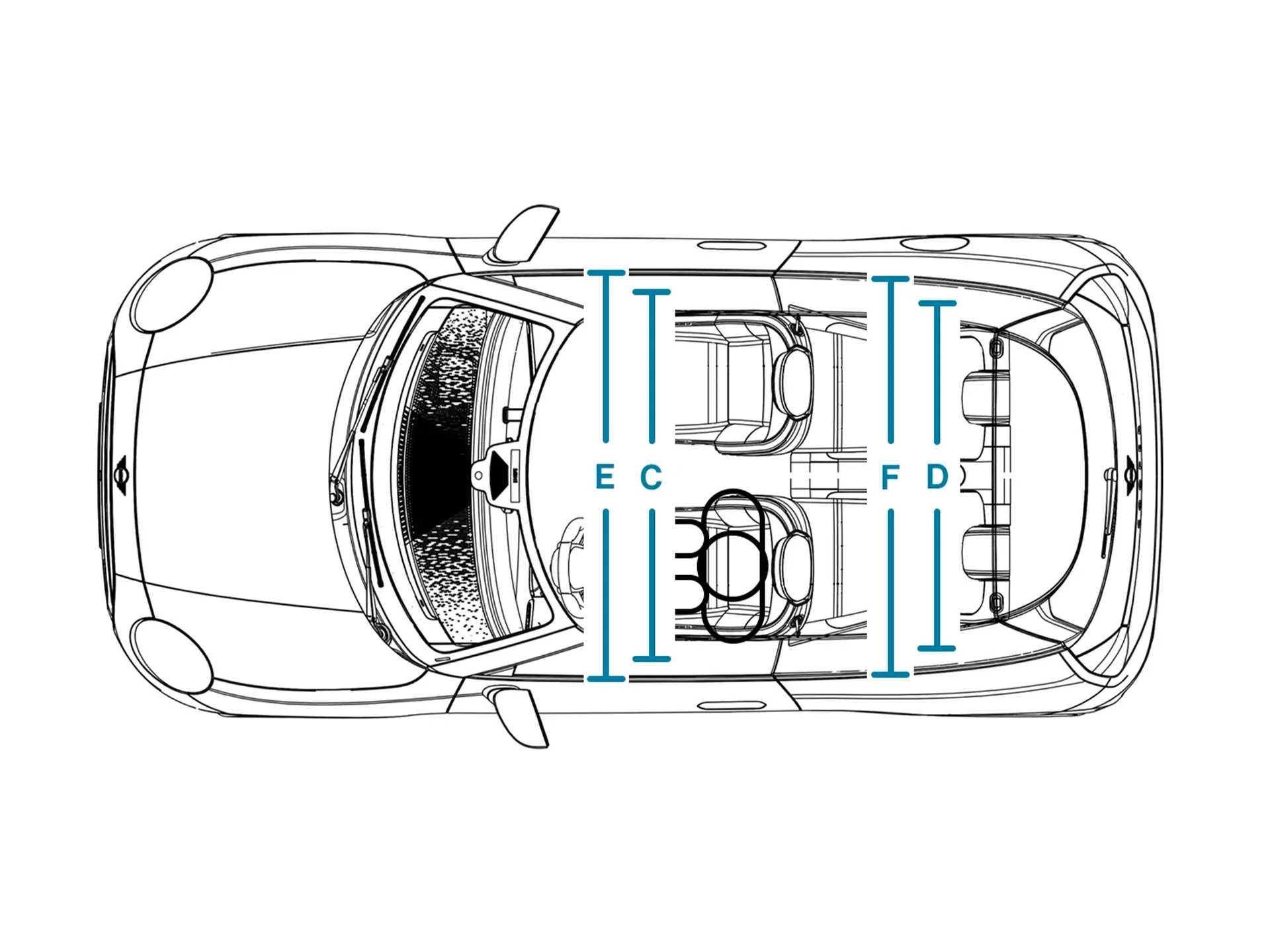MINI Cooper Electric - Dimensions ciel de toit
