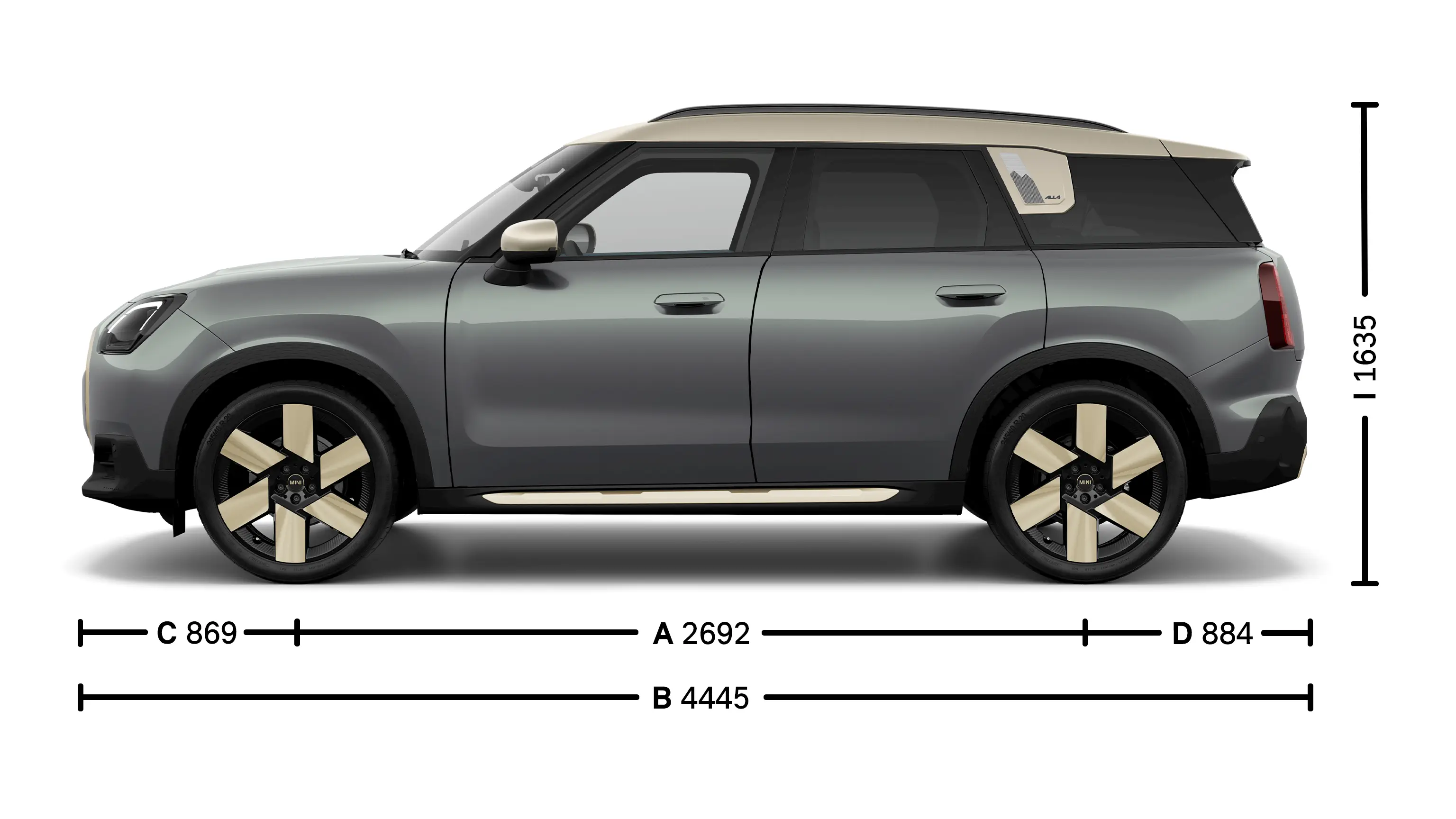 MINI Aceman tout électrique Dimensions latérales