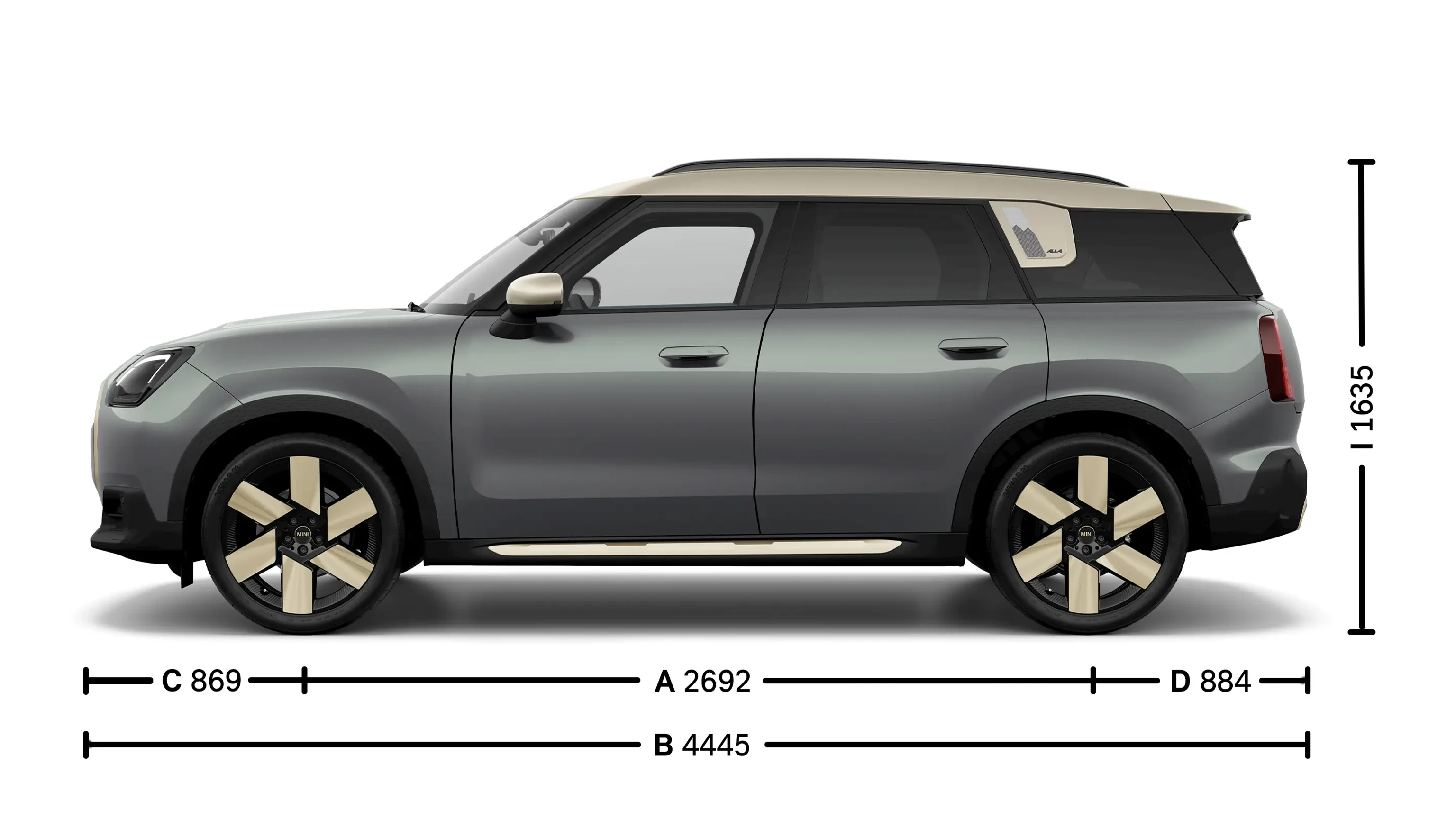 MINI Aceman tout électrique Dimensions latérales