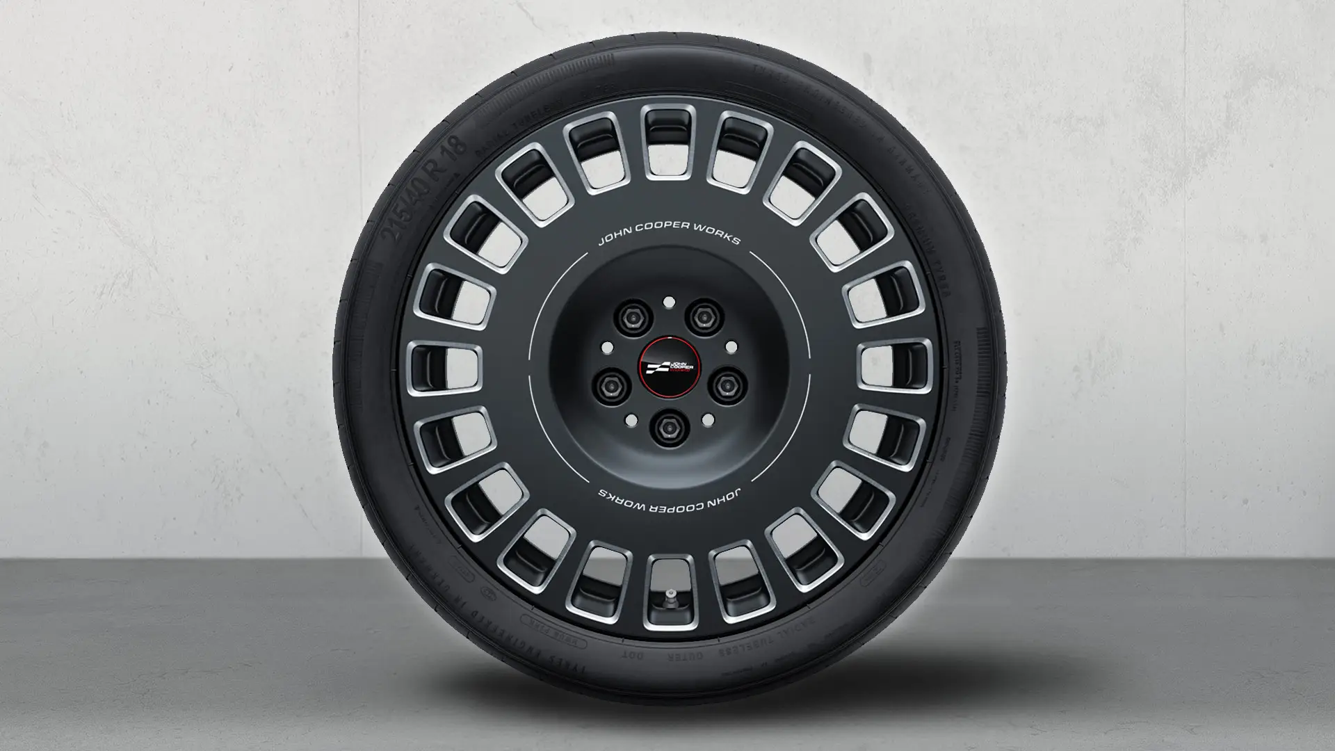 Jantes alliage 18" JCW Rallye Cross Spoke 964 Bicolor (Frozen Midnight Grey polies), jeu de roues complet pour l'été.