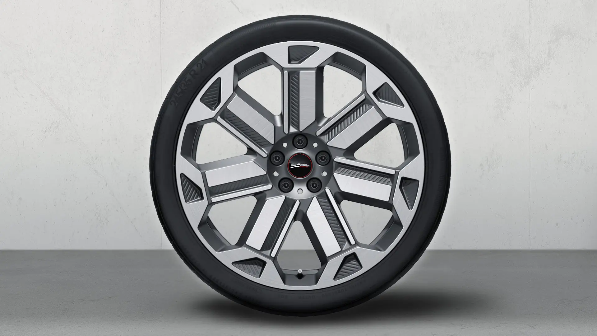 Jante alliage JCW 21" Rallye Spoke 950 Bicolor (Frozen Gunmetal Grey, poli brillant), jeu de roues complet pour l'été. 