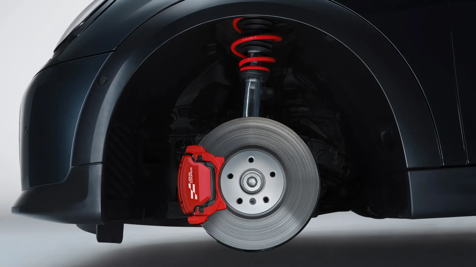 Suspension sport John Cooper Works pour MINI avec ressorts John Cooper Works Chili Red.