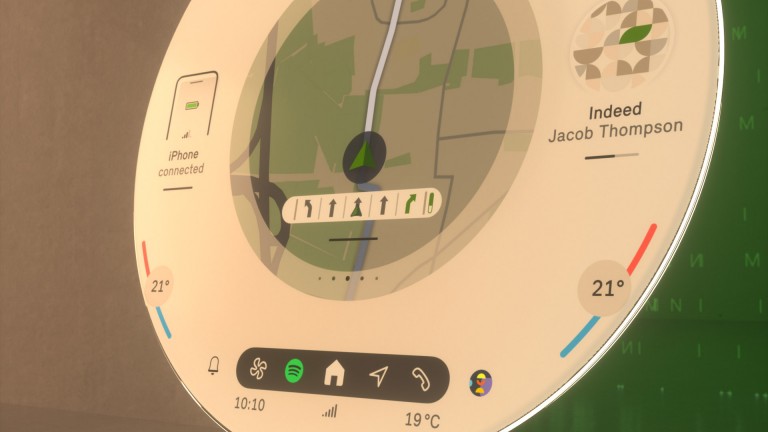 Écran rond MINI détail du tableau de navigation et des éléments de commande